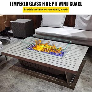 VEVOR Fire Pit Wind Guard, 30.5 x 11.5 x 6 Inch Glass Wind Guard, Rectangular Glass Shield, 0.3" Thick Clear Tempered Glass Flame Guard, Steady Feet Tree Pit Guard for Propane, Gas, Outdoor