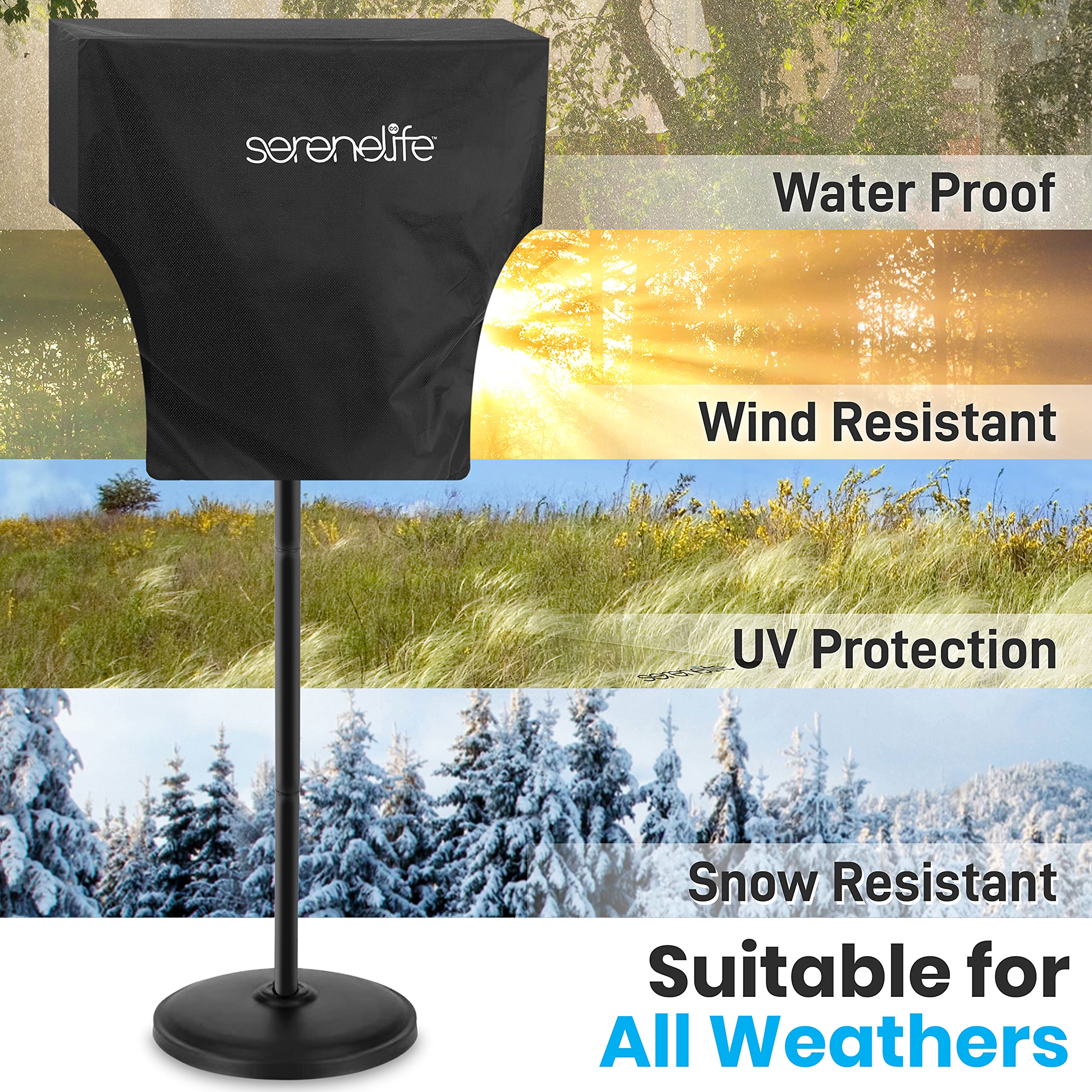 SereneLife Patio Heater Cover for SLOHT40 Infrared Outdoor Electric Space Heater, Heavy Duty Propane Heater Cover, Durable, Tearproof Waterproof Dustproof, Wind/Sunlight/Snow Resistant