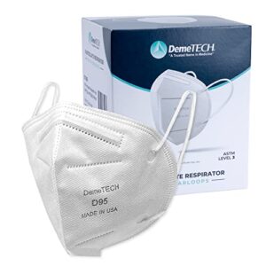 demetech d95 particulate respirator fold style earloops (white/white)