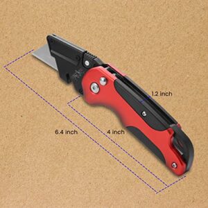 Leopcito Box Cutter Retractable Folding Utility Knife, Heavy Duty Cutter Knife Cardboard Cutter, Box Slicer Opener, Cartons, Cardboard and Boxes Knife Carpet Cutter, Retractable Razor Knife Set, A4RD