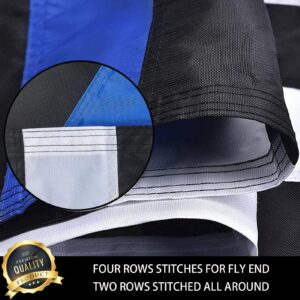 Embroidered Thin Blue Line American Flags 3x5 Outdoor Made in USA-Nylon Blue Line Blue Lives Matter Flag Embroidered Stitches Flags for Outside