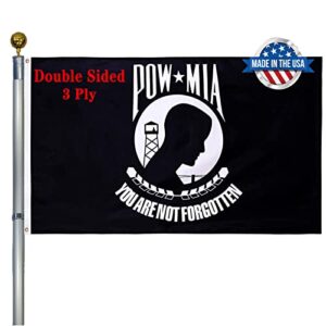 pow mia flag 3x5 outdoor double sided-us mia pow military flags-heavy duty 3 ply vivid colors double stitched with brass grommets for outdoor indoor truck