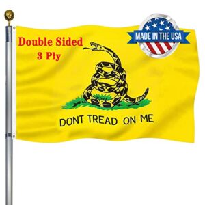 don’t tread on me flag 3x5 outdoor double sided- us united states gadsden libertarian flags-heavy duty 3 ply vivid colors double stitched with brass grommets for outdoor indoor truck