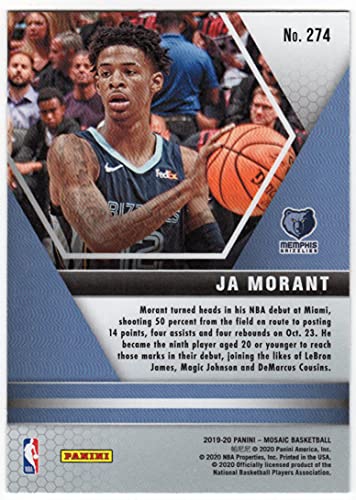 Ja Morant 2019-20 Panini Mosaic NBA Debut Rookie Card Memphis Grizzlies RC