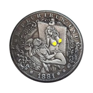 kocreat copy 1881 u.s hobo coin - painters and girls silver plated replica morgan dollar souvenir coin challenge coin lucky coin