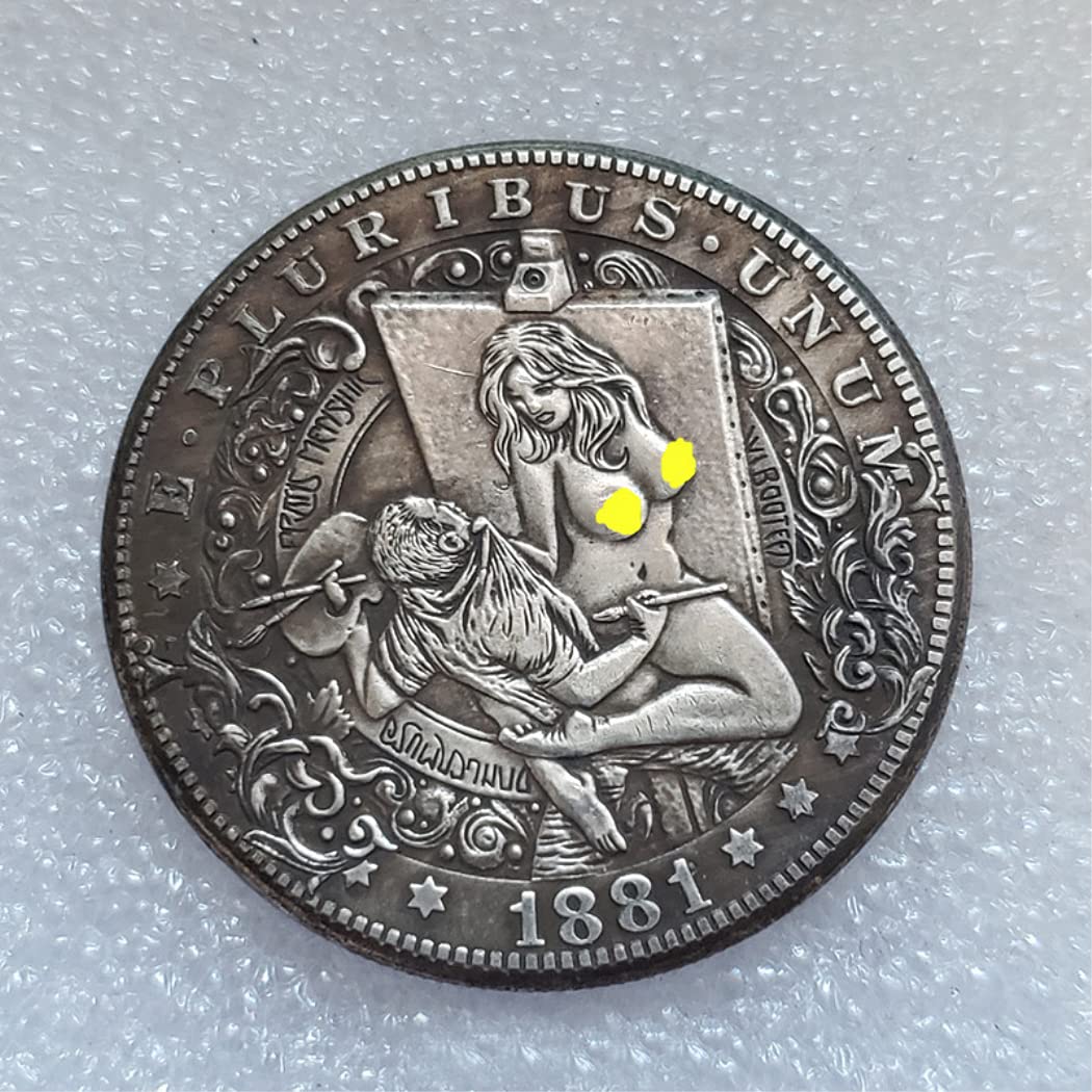 Kocreat Copy 1881 U.S Hobo Coin - Painters and Girls Silver Plated Replica Morgan Dollar Souvenir Coin Challenge Coin Lucky Coin