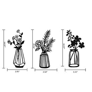 Metal Flowers Wall Decor, Metal Wall Sculpture for Patio Balcony, Black Metal Wall Decor Art for Living Room Bathroom Bedroom Dining Room,Black Wall Art for Kitchen.