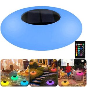 balmost solar floating pool light, rgb color changing solar swimming pool light w/remote, waterproof outdoor floating solar pond light solar powered pool light for yard lawn patio party beach 12.6-in
