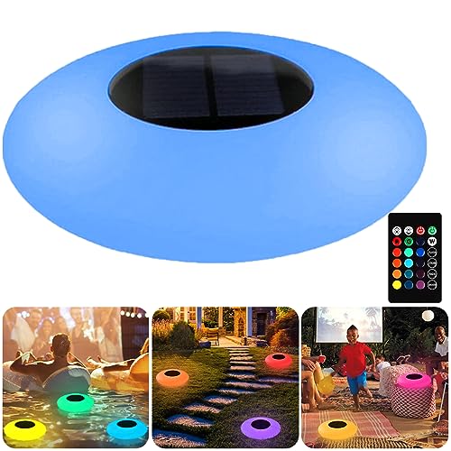 BALMOST Solar Floating Pool Light, RGB Color Changing Solar Swimming Pool Light w/Remote, Waterproof Outdoor Floating Solar Pond Light Solar Powered Pool Light for Yard Lawn Patio Party Beach 12.6-in