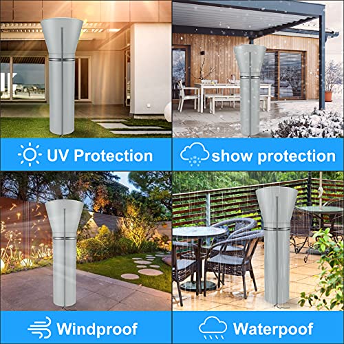 CKE Upgraded 600D Heavy Duty Waterproof Patio Heater Cover Oxford Fabric Waterproof with Zipper, Stand Up Outdoor Round Heater Covers 89'' Height x 33" Dome x 19" Base, Premium Plaid Grey