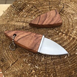 huaao 4.6'' mini knife, pocket knife with 440c blade wood handle, small knife fixed blade knife with sheath for edc opening package collection gift