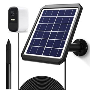 5w solar panels compatible with eufycam 2/2 pro/2c/2c pro/e, waterproof solar powered battery charger for eufycam with visual led indicator, wall mounting bracket ground stake -13ft cable