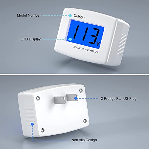 Plug in Voltage Meter, Eversame AC 80-300V LCD Digital RV Voltage Meter, AC 110 220V Voltage Panel Power Volt Test Monitor Gauge Meter for Household Plug into Outlet to Measure Voltage (3 Pack)