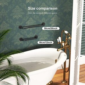 2 Pack 20 Inch Anti Slip Bronze Shower Grab Bar Oil Rubbed Black, ZUEXT Antique Brass Bathroom Grab Bar, Knurled Bath Balance Bar, Safety Handrail Support, Handicap Elderly Senior Assist Bath Handle