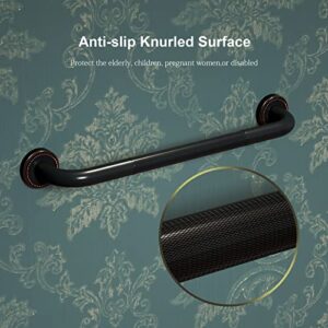 2 Pack 20 Inch Anti Slip Bronze Shower Grab Bar Oil Rubbed Black, ZUEXT Antique Brass Bathroom Grab Bar, Knurled Bath Balance Bar, Safety Handrail Support, Handicap Elderly Senior Assist Bath Handle