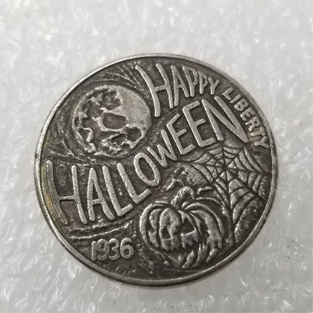 Kocreat Copy 1936 U.S Hobo Coin - Halloween Pumpkin & Bull Silver Plated Replica Morgan Dollar Souvenir Coin Challenge Coin Lucky Coin