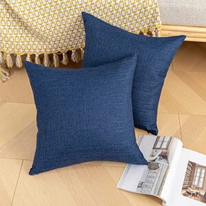 Kevin Textile Pack of 2 Decorative Outdoor Waterproof Throw Pillow Covers Checkered Pillowcases Classic Cushion Cases for Patio Couch Bench 16 x 16 Inch Blue