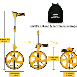 Zozen Measuring Wheel Digital Display, 3-Sections Foldable 12Inch Wheel, Imperial/Metric Measure Wheel with Backlit Display | Up to 99,999Ft/ 99,999M | Portable - with Cloth Backpack.