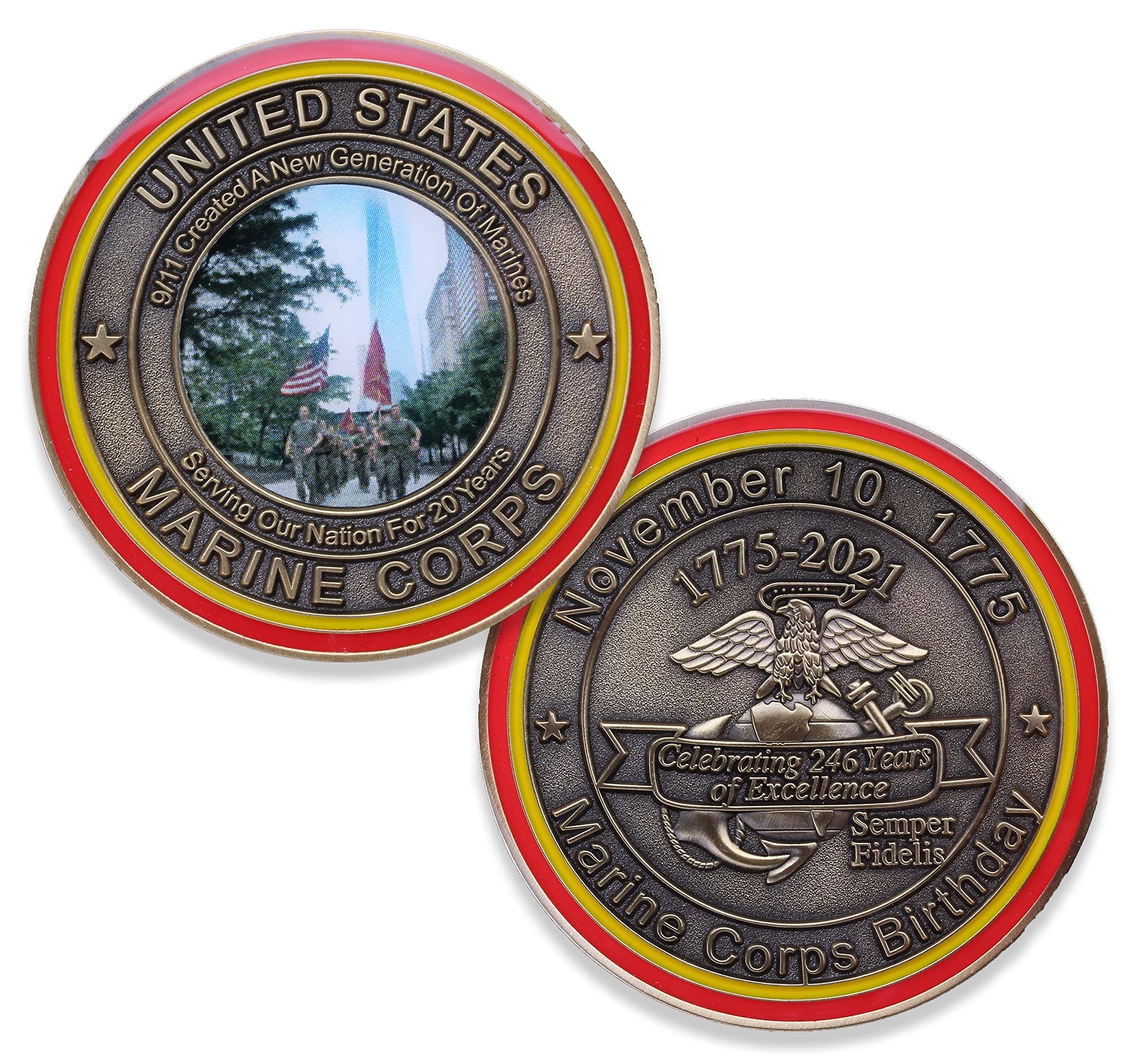 2021 Marine Corps Birthday Ball Challenge Coin! 9-11 Tribute USMC Bday Custom Coin! Designed for Marines by Marines Semper Fi. Officially Licensed Coin!