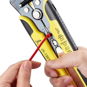 PARON Automatic Wire Stripper Tool with 2pcs Replaceable Springs, 8 Inch Wire Cutter Stripper Self Adjusting with Cable Zip Ties, Wire Stripping pliers 10-24 AWG with Cutting and Crimping