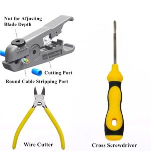 Gaobige rj45 Crimp Tool Kit, Pass Through Cat7 Cat6A Cat6 Cat5e Cat5 rj45 Crimping Tool with 10PCS Cat7 Shielded Connectors 10PCS Covers 20PCS Cat6 Pass Through Connectors 20PCS Covers Network Tester