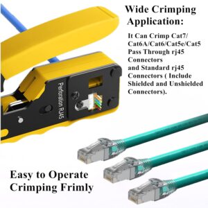 Gaobige rj45 Crimp Tool Kit, Pass Through Cat7 Cat6A Cat6 Cat5e Cat5 rj45 Crimping Tool with 10PCS Cat7 Shielded Connectors 10PCS Covers 20PCS Cat6 Pass Through Connectors 20PCS Covers Network Tester