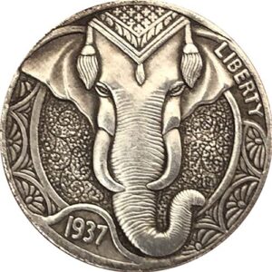 us five cents buffalo copy antique hobo coin, commemorative badge collection toy (elephant)