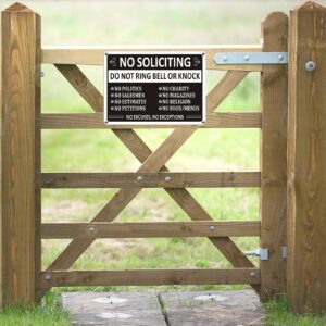 No Soliciting Sign for House (2 Pack), Metal Do Not Ring Bell Sign, Aluminum No Soliciting Signs for Home, No Solicitation Sign for Door, No Salesmen Sign, No Solicitors Sign, Weather Proof, Rust Free (10" x 7")