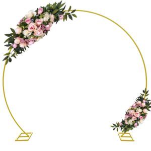 wokceer 9.2 ft large circle balloon arch stand gold metal round arch backdrop stand for wedding ceremony birthday party bridal shower anniversary background decoration