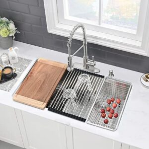 33 Undermount Kitchen Sink Double Bowl -VASOYO 33x19 Undermount Stainless Steel Kitchen Sink 16 Gauge Deep 50/50 Undermount Double Bowl Kitchen Sink with Cutting Board