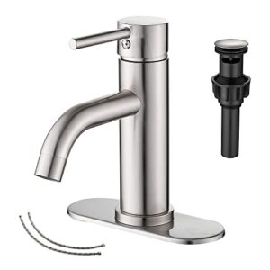 brushed nickel bathroom faucet ggstudy single handle one hole bathroom sink faucet matching pop up drain with overflow bathroom vantity faucet