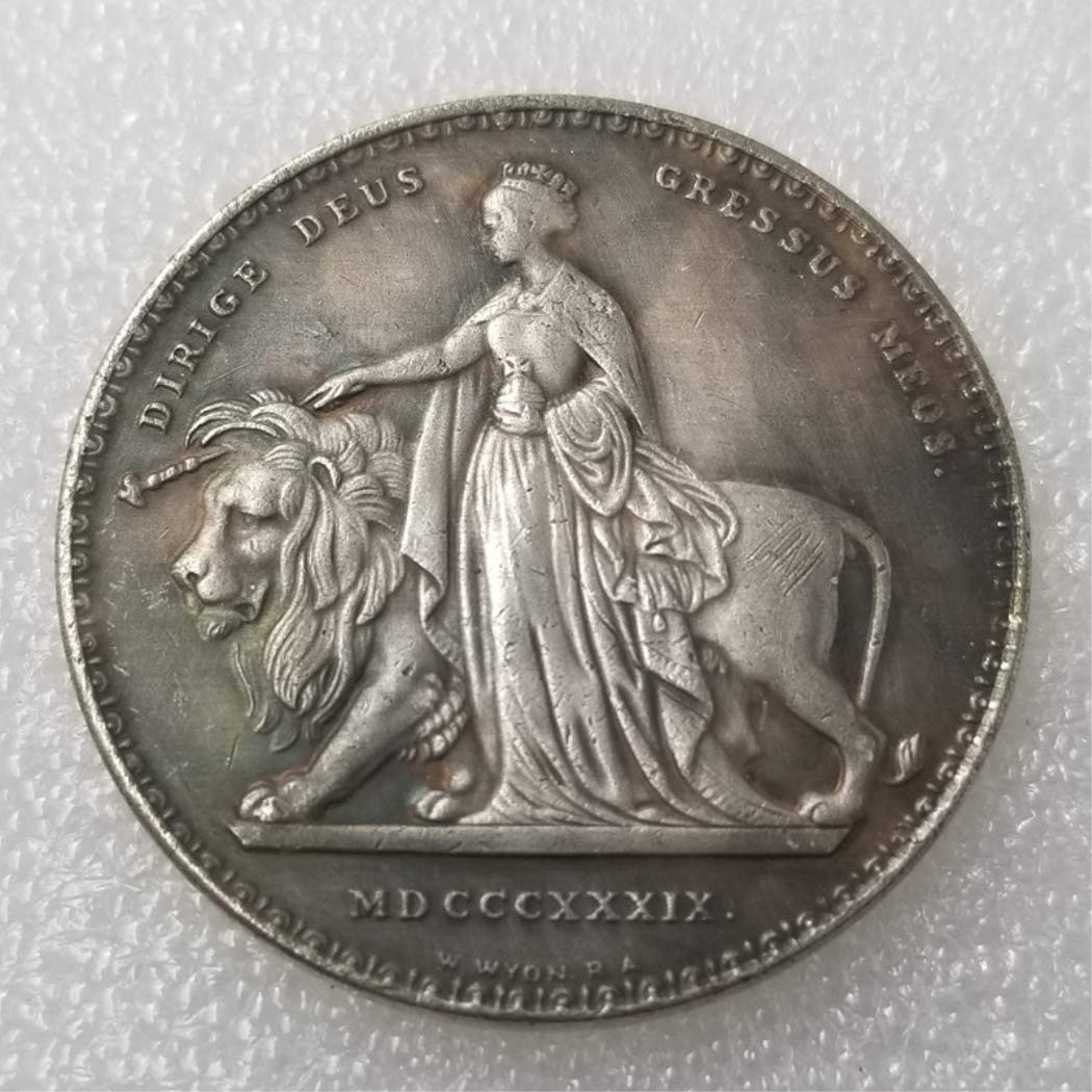 Kocreat Copy 1839 Queen Victoria Lion UK Coin-Replica Great Britain Silver Dollar Pence Gold Coin Royal Souvenir Coin Lucky Coin