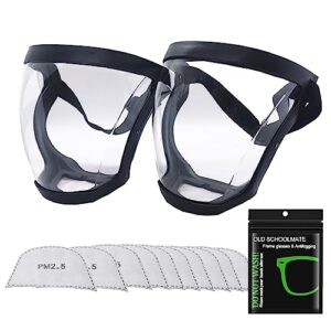biondo beverly hills 【2pack】 transparent anti-spray face shield kitchen protective mask splash-proof full face cover unisex clear goggles kitchen tools with pm2.5 filter