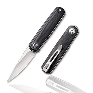 civivi lumi small pocket knife with 2.56" 14c28n blade, lightweight justin lundquist designed folding knife for edc c20024-3 (black)