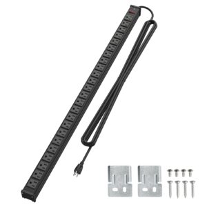 xba 10 ft long heavy duty power strip with 24 outlets wall mountable power strips with long extension cord power strip with multiple flat plugs for home office etl certified, black