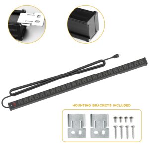 XBA 10 Ft Long Heavy Duty Power Strip with 24 Outlets Wall Mountable Power Strips with Long Extension Cord Power Strip with Multiple Flat Plugs for Home Office ETL Certified, Black