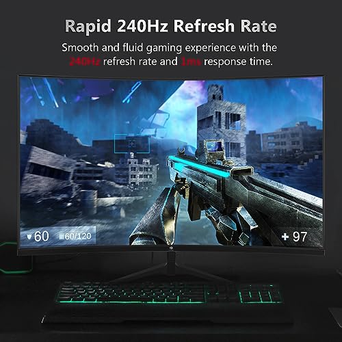 Z-Edge 27-inch Curved Gaming Monitor 16:9 1920x1080 240Hz 1ms Frameless LED Gaming Monitor, UG27P AMD Freesync Premium Display Port HDMI Built-in Speakers