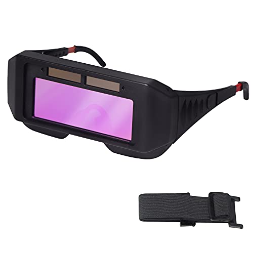 T TOVIA LCD Welder Glasses Safety Protective Solar Powered Auto Darkening Welding Goggles with Adjustable Shade, 2 Sensors Welder Glasses for TIG MIG MMA Plasma