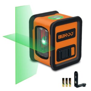 ibroo laser level self leveling, 100ft japanese sharp green cross line lasers tech, 5x bright lazer leveler tool, ideal indoor outdoor wall laser line marker for picture hanging and small construction