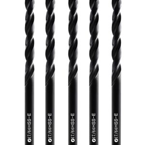 DelitonGude 17/64"inch HSS M35 Cobalt Twist Drill Bit,High Speed Steel,Pack of 5,Suitable for Steels,Cast Iron,Stainless Steel,Copper and Other Hard Metals（17/64inch）