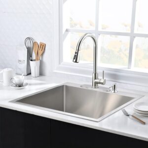 25 Drop In Kitchen Sink Stainless Steel-Hovheir 25x20 Drop In Topmount Sink 16 Gauge Stainless Steel Kitchen Sink Handmade Single Bowl Deep Kitchen Sink Outdoor Kitchen Sink with Cutting Board