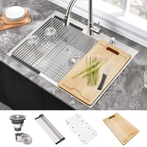 25 drop in kitchen sink stainless steel-hovheir 25x20 drop in topmount sink 16 gauge stainless steel kitchen sink handmade single bowl deep kitchen sink outdoor kitchen sink with cutting board