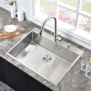 25 Drop In Kitchen Sink Stainless Steel-Hovheir 25x20 Drop In Topmount Sink 16 Gauge Stainless Steel Kitchen Sink Handmade Single Bowl Deep Kitchen Sink Outdoor Kitchen Sink with Cutting Board