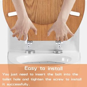 Wood Toilet Seat Round with Zinc Alloy Metal Hinges, Wooden Toilet Seat for American Standard Size Toilet Seats, Easy to Install, Wood