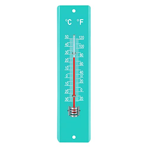 Gardtech Vertical Thermometer, Indoor Outdoor Steel Temperature Gauge Meter, Digital Temperature Monitor with Double Scale, for Patio, Garden or Nursery Area - 7.8 Inch (Green)