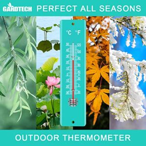 Gardtech Vertical Thermometer, Indoor Outdoor Steel Temperature Gauge Meter, Digital Temperature Monitor with Double Scale, for Patio, Garden or Nursery Area - 7.8 Inch (Green)