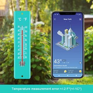 Gardtech Vertical Thermometer, Indoor Outdoor Steel Temperature Gauge Meter, Digital Temperature Monitor with Double Scale, for Patio, Garden or Nursery Area - 7.8 Inch (Green)