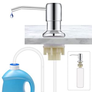 Dish Soap Dispenser for Kitchen Sink Built in Soap Dispenser Stainless Steel Soap Pump with 47" Extension Tube and 300ml Bottle Matte (Silver)