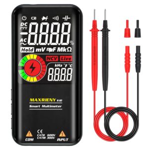 MAXRIENY Digital Multimeter, Color LCD with Smart Mode, 3 Results Display 9999 Counts Auto-Ranging Pocket Voltmeter Capacitance Ohm Continuity Frequency Diode Duty Cycle Live Check Voltage Tester