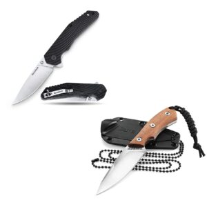 duratech compact fixed blade knife, 6-inch drop point neck knife folding knife, 3-1/4 inch stainless steel blade